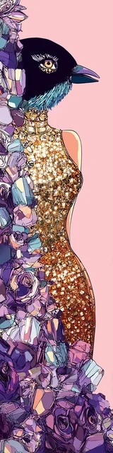 Free bird bookmark featuring a side-view fancy bird